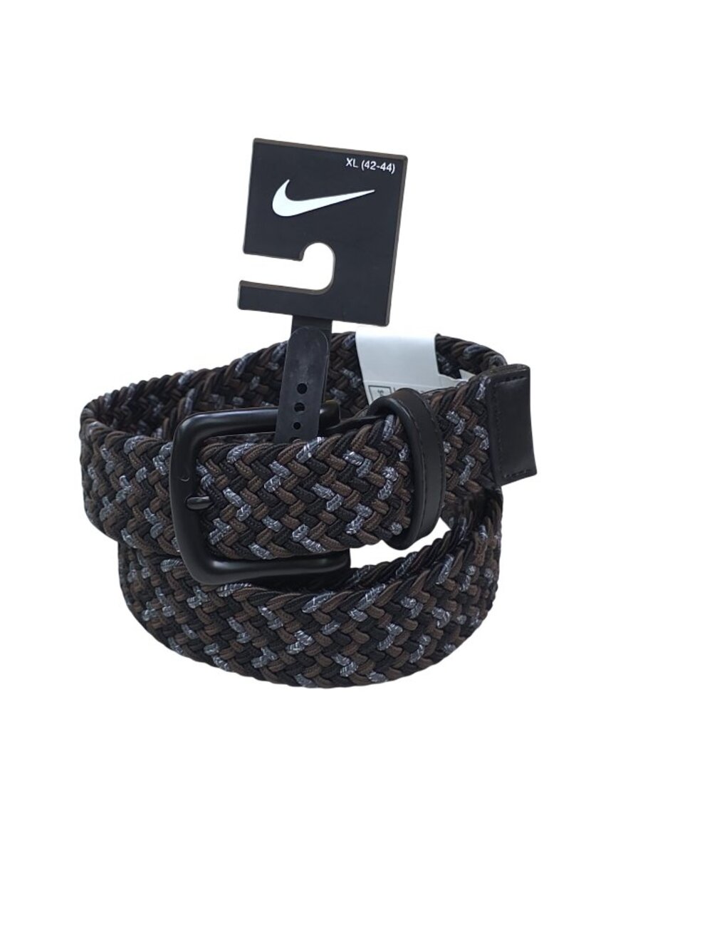 Nike Braided Woven Stretch Golf Belt XL 42-44 Metal Buckle Brown/Black/Gray